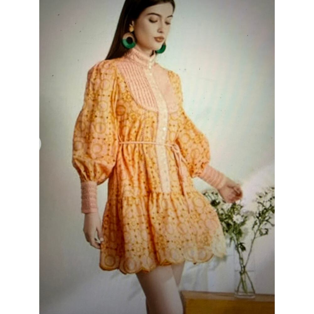 NWT Tiptupu Long Sleeve Button Front Boho Style Dress With Inner Slip Size S